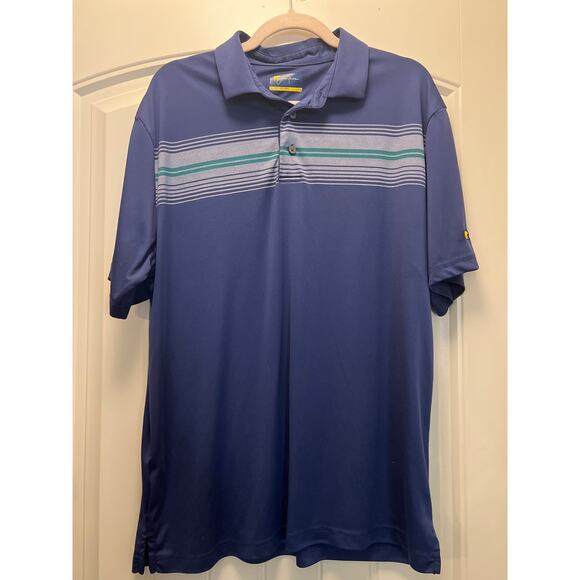 Jack Nicklaus Men’s Chest Stripe Stretch Performance Golf Polo Shirt Size L Blue - Picture 1 of 3